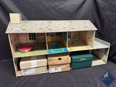 Vintage Tin Doll House with Contents