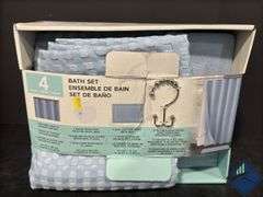 4pc Bath Set *Missing Liner and Hooks* - Mixed Condition