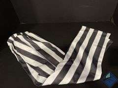 Black & White Striped Button Up Shirt with Black Tie *NEW*