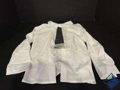 Black & White Striped Button Up Shirt with Black Tie *NEW*