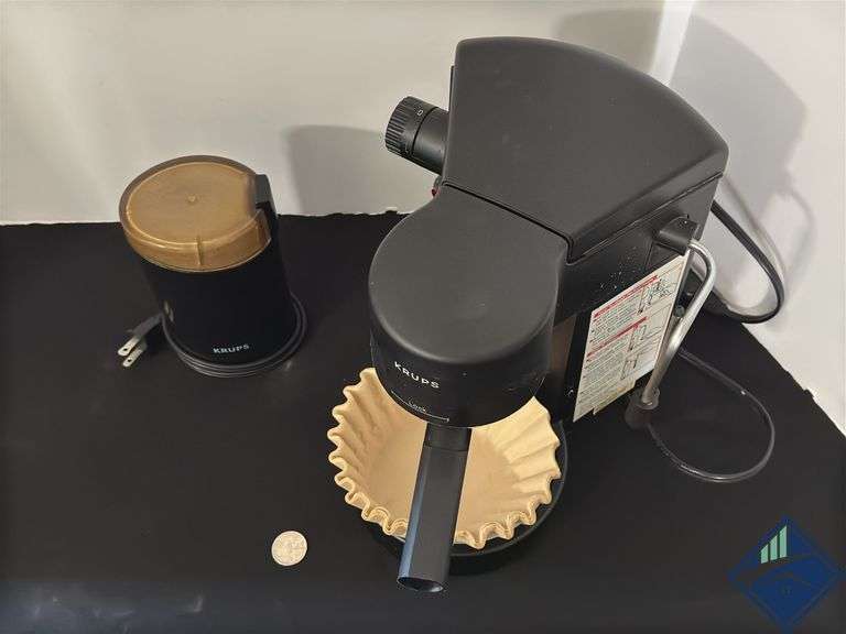 Krups Espresso Maker, Handheld Electric Coffee Grinder and Coffee Filters