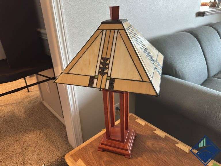 Stained Glass & Wood Lamp