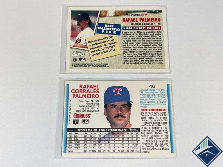Rafael Palmeiro Topps Profiles & 1992 Donruss Cards, etc.