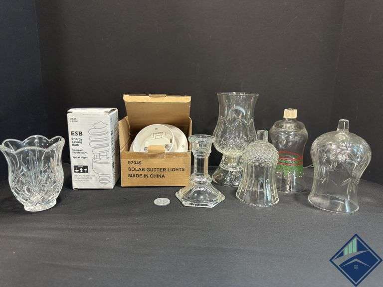 Vintage Hurricane Votives, Solar Gutter Light, etc.