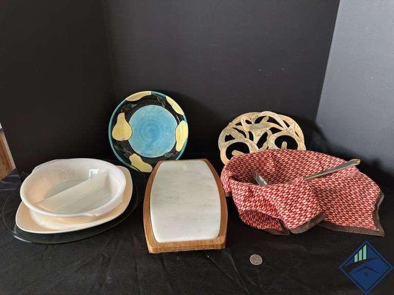 Fire King Casserole Dish, Serving Platters and Bowls, Cutting Board, etc.
