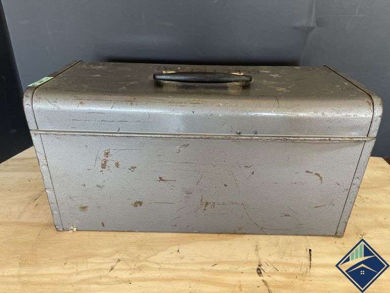 Vintage Craftsman Portable Metal Tool Box, Hole Saw Bits, etc.