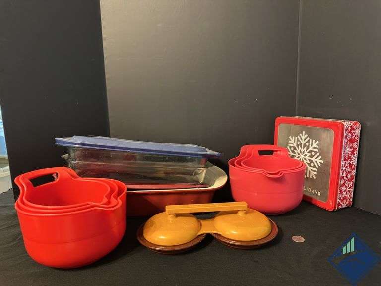 Casserole Dishes, Hamburger Press & Measuring Bowls