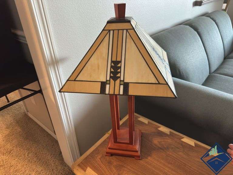 Stained Glass & Wood Lamp
