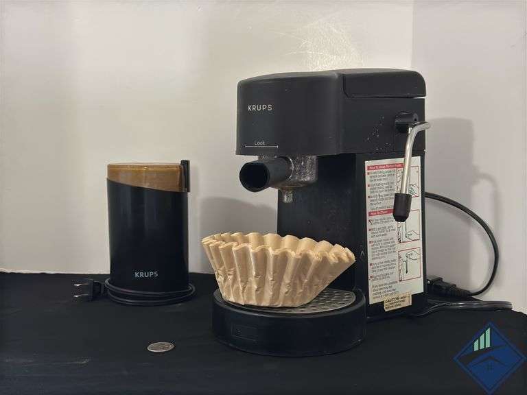 Krups Espresso Maker, Handheld Electric Coffee Grinder and Coffee Filters