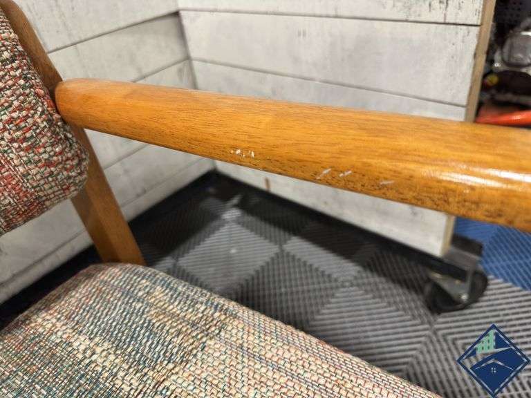 Mid Century Upholstered Chairs on Wheels