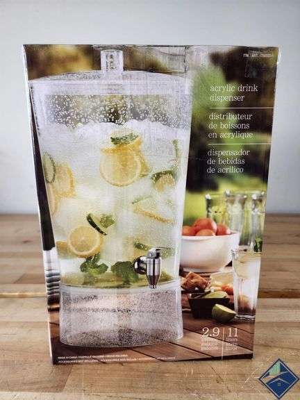 2.9 Gallon Acrylic Drink Beverage Dispenser Clear Plastic