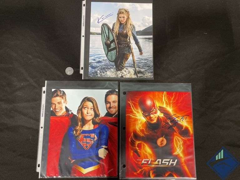 Signed Portraits Melissa Benoist, Grant Gustin & Katheryn Winnick with COA