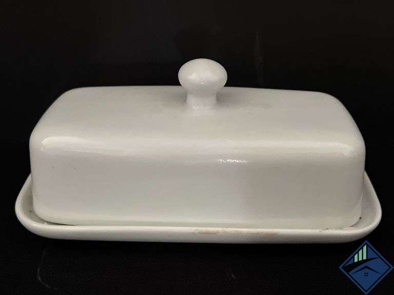 Porcelain Teapot, Cream Pitcher and Covered Butter Dish