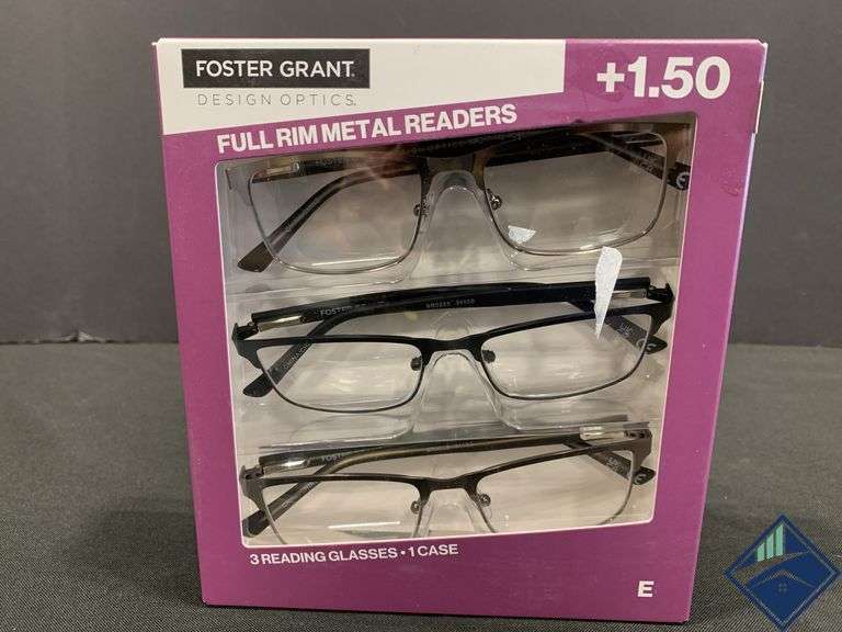 3-Pack Foster Grant Metal +1.50 Reading Glasses *NEW*