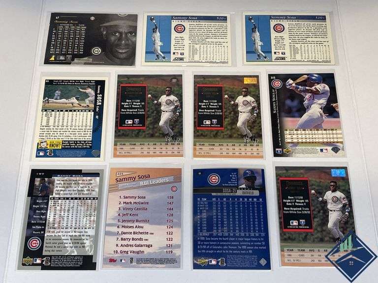 Sammy Sosa Upper Deck Collectors Choice, Aficionado by Pinnacle, Donruss Cards, etc.