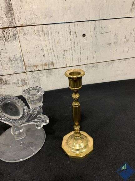 Candle Sticks, Candy Dish & Glass Bowl