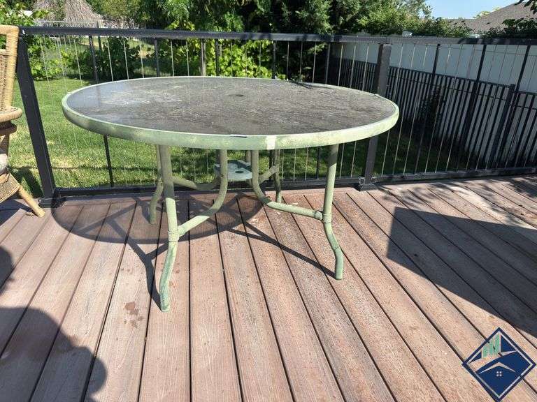 Outdoor Glass Topped Patio Table