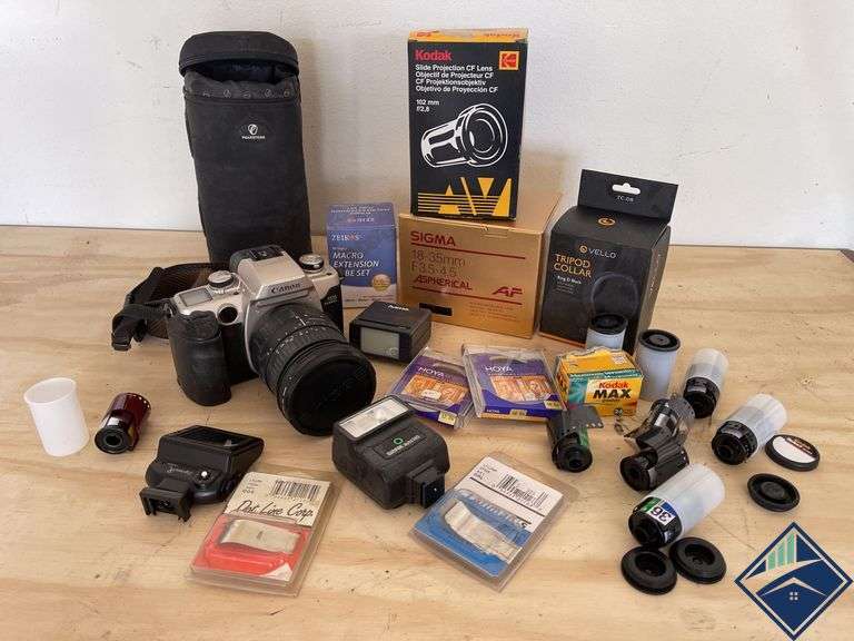 Canon Elan ll, Slide Projector Lens, Tripod Collar, etc.