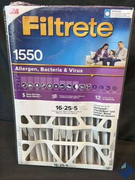 Filtrete 4792735 Filtrete 16x25x5 D Pleated Air Filter, 2 PK Li - Retail: $ 44.99  *NEW*