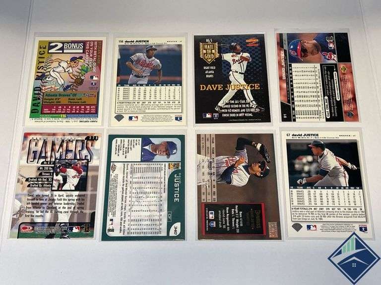 David Justice Donruss, Upper Deck Collector’s Choice, Topps Chrome Cards, etc.