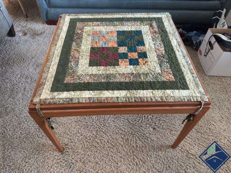 Lane Wooden Coffee Table with Quilted Cover