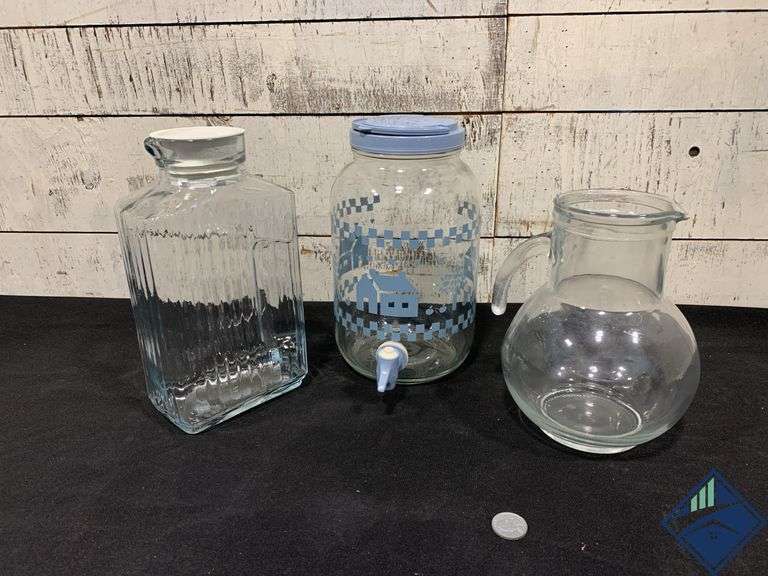 Glass Pitcher, Glass Drink Dispenser & Glass Storage Container