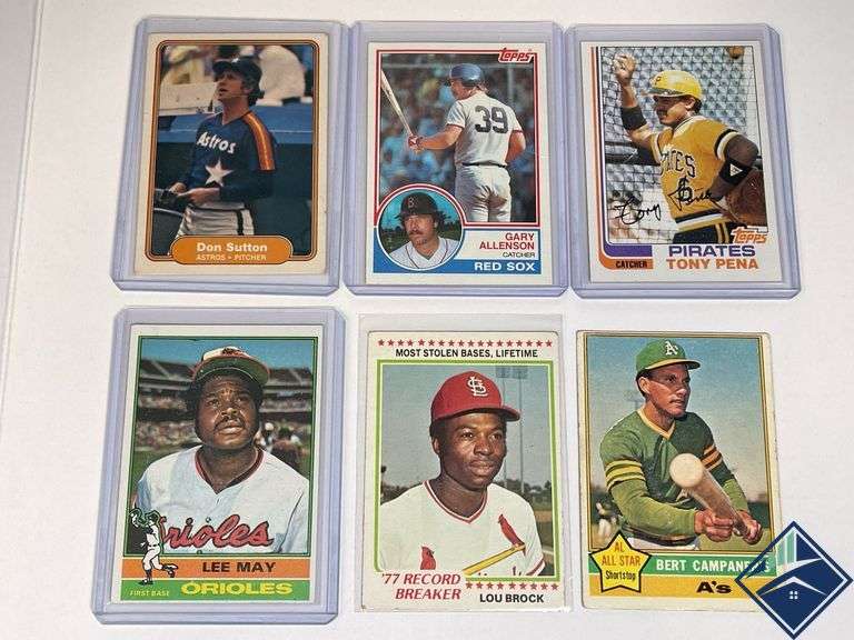 Lou Brock, Bert Campeneris, Lee May, Tony Pena, Don Sutton & Gary Allenson Baseball Cards