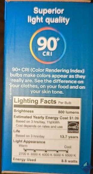 Feit Electric 60 Watt A19 E26 Dimmable LED Bulb Selectable Color (6-Pack) New