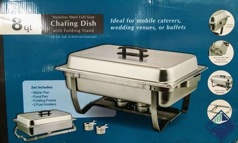 Winco 8qt Stainless Steel Full Size Chafing Dish w/ Folding Stand