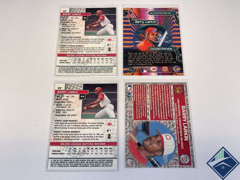 Barry Larkin Topps Finest, Omega & Pacific Collection Cards