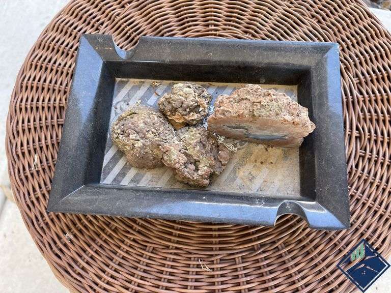 Pottery Barn Side Table with Decorative Rocks