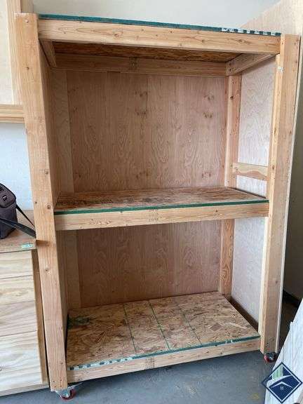 Wood Garage Shelving Unit on Wheels