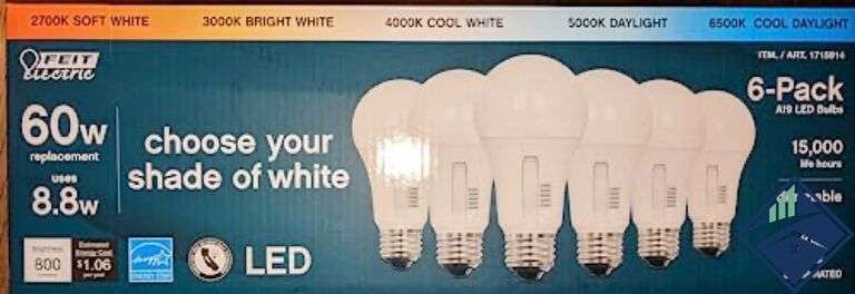 Feit Electric 60 Watt A19 E26 Dimmable LED Bulb Selectable Color (6-Pack) New