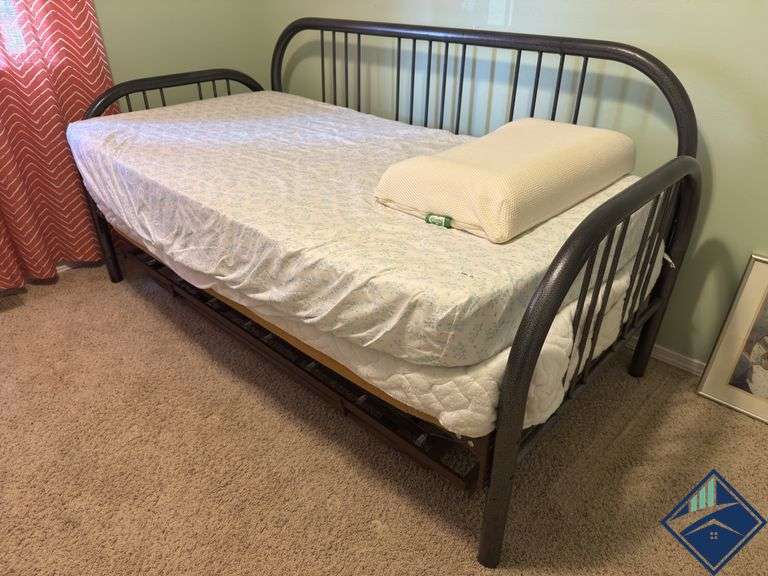 Metal Framed Trundle Twin Bed