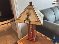 Stained Glass & Wood Lamp