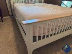 Cottage Style Queen Bedframe, Mattress, Boxspring & Bedding