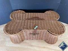 Wicker Dog Bone Basket with Dog Toys