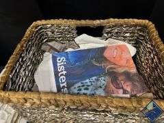 Basket Full of Tablecloths, Runners, and Napkins