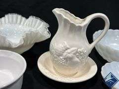 White Glass Decorative Bowls, etc.