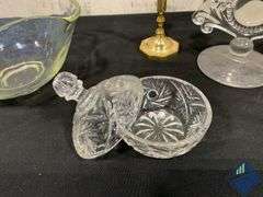 Candle Sticks, Candy Dish & Glass Bowl