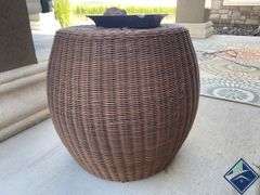 Pottery Barn Side Table with Decorative Rocks
