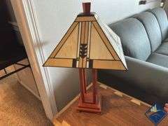 Stained Glass & Wood Lamp