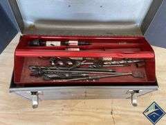 Vintage Craftsman Portable Metal Tool Box, Hole Saw Bits, etc.