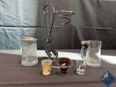 Metal Wine Bottle Holder, Beer Steins  Shot Glasses