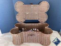 Wicker Dog Bone Basket with Dog Toys