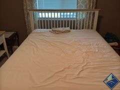 Cottage Style Queen Bedframe, Mattress, Boxspring & Bedding