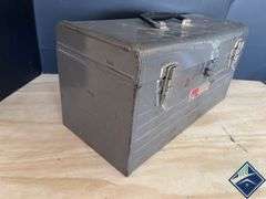 Vintage Craftsman Portable Metal Tool Box, Hole Saw Bits, etc.
