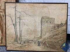 Vintage Framed Asian Canvas Art