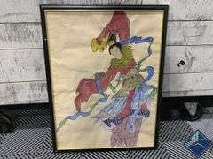 Framed Painting of Asian Ribbon Dancer