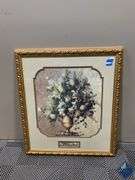 Large Golden Framed Floral Print with The Prayer of Jabez